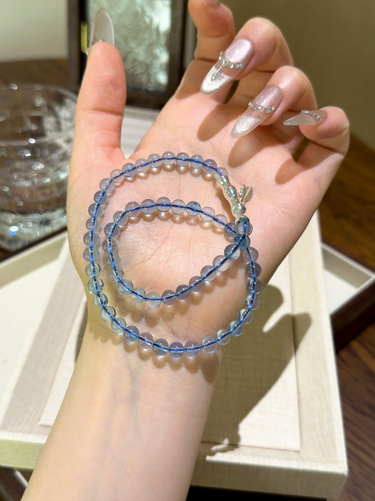 ▫️▪️ Aquamarine slub bracelet